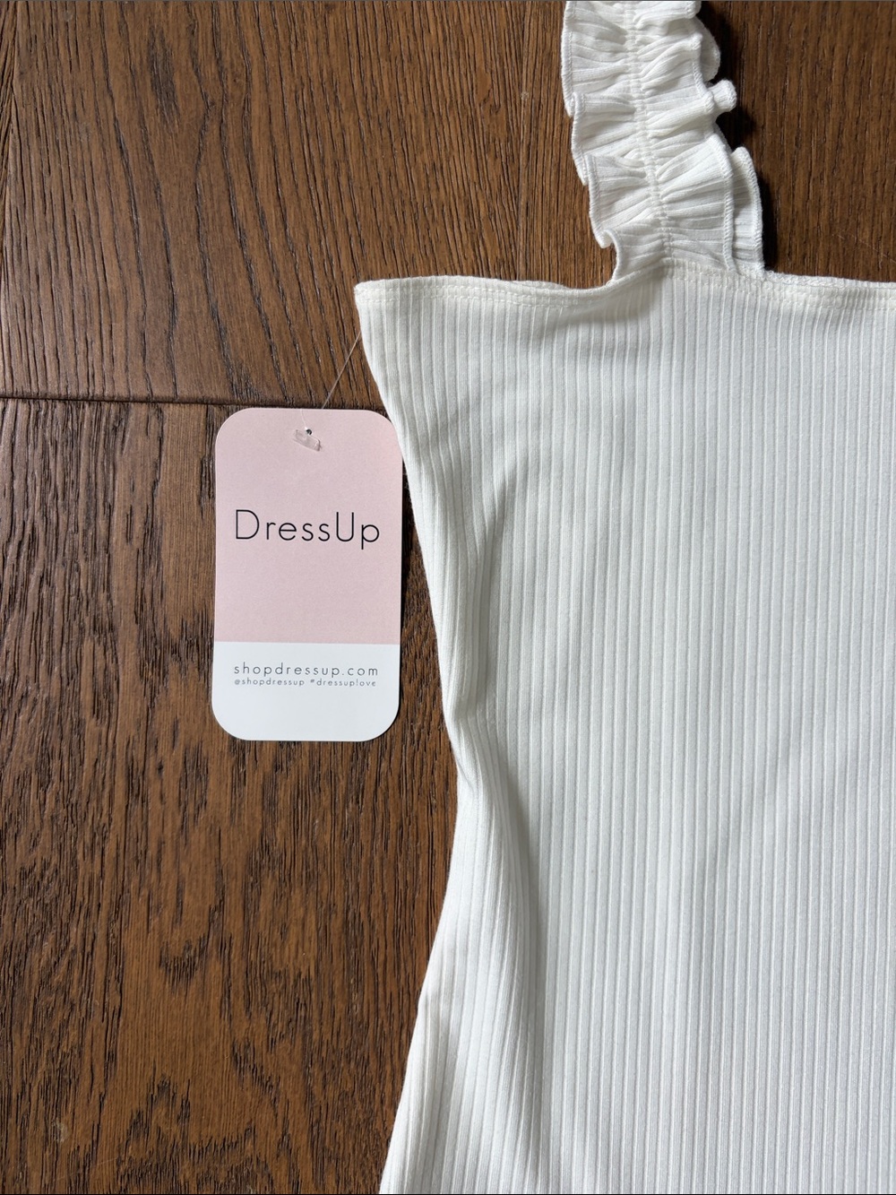 NWT White Ribbed Ruffle-Strap Bodysuit - Picture 3 of 5